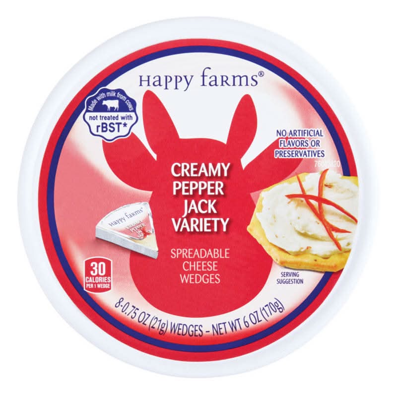 Happy Farms Spicy Spreadable Cheese Wedge, Creamy Pepper Jack (8 x 0.75 oz)