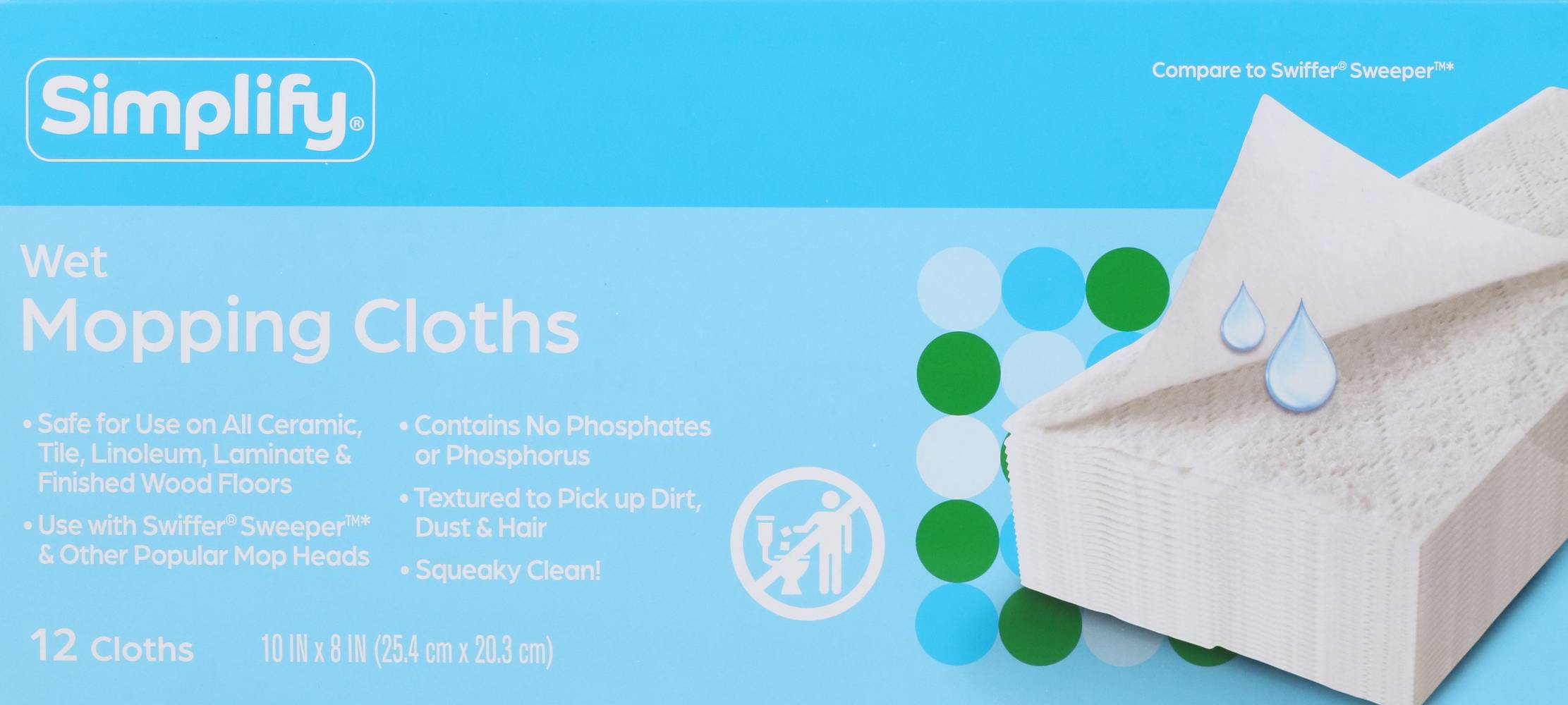 Simplify Wet Mopping Cloths - 12 ct