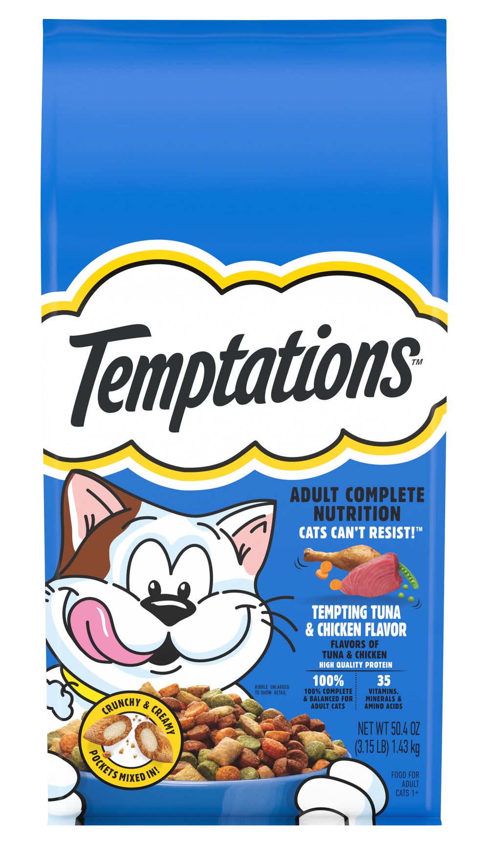 Temptations Adult Complete Nutrition Dry Cat Food, Tempting Tuna-Chicken (3.15 lbs)