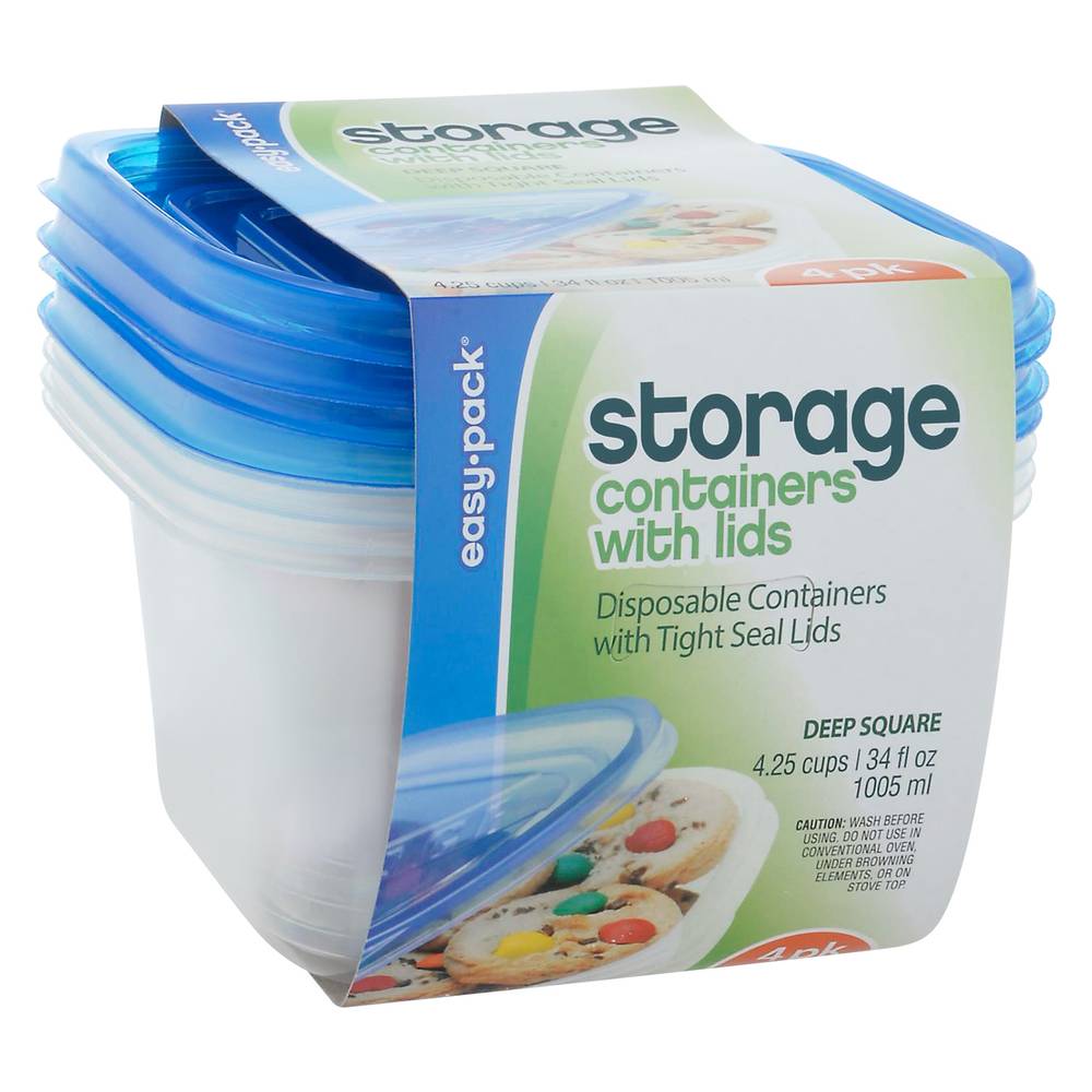 Easy Pack Deep Square Storage Containers With Lids