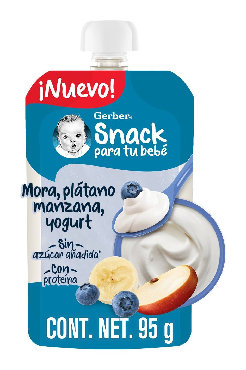 Gerber · Yogurt sabor mora, plátano y manzana (95 g)