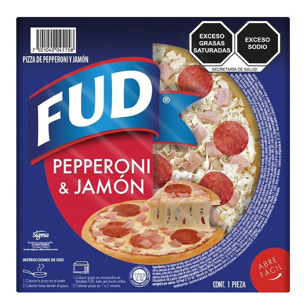 Fud pizza individual pepperoni y jamón (233 g)