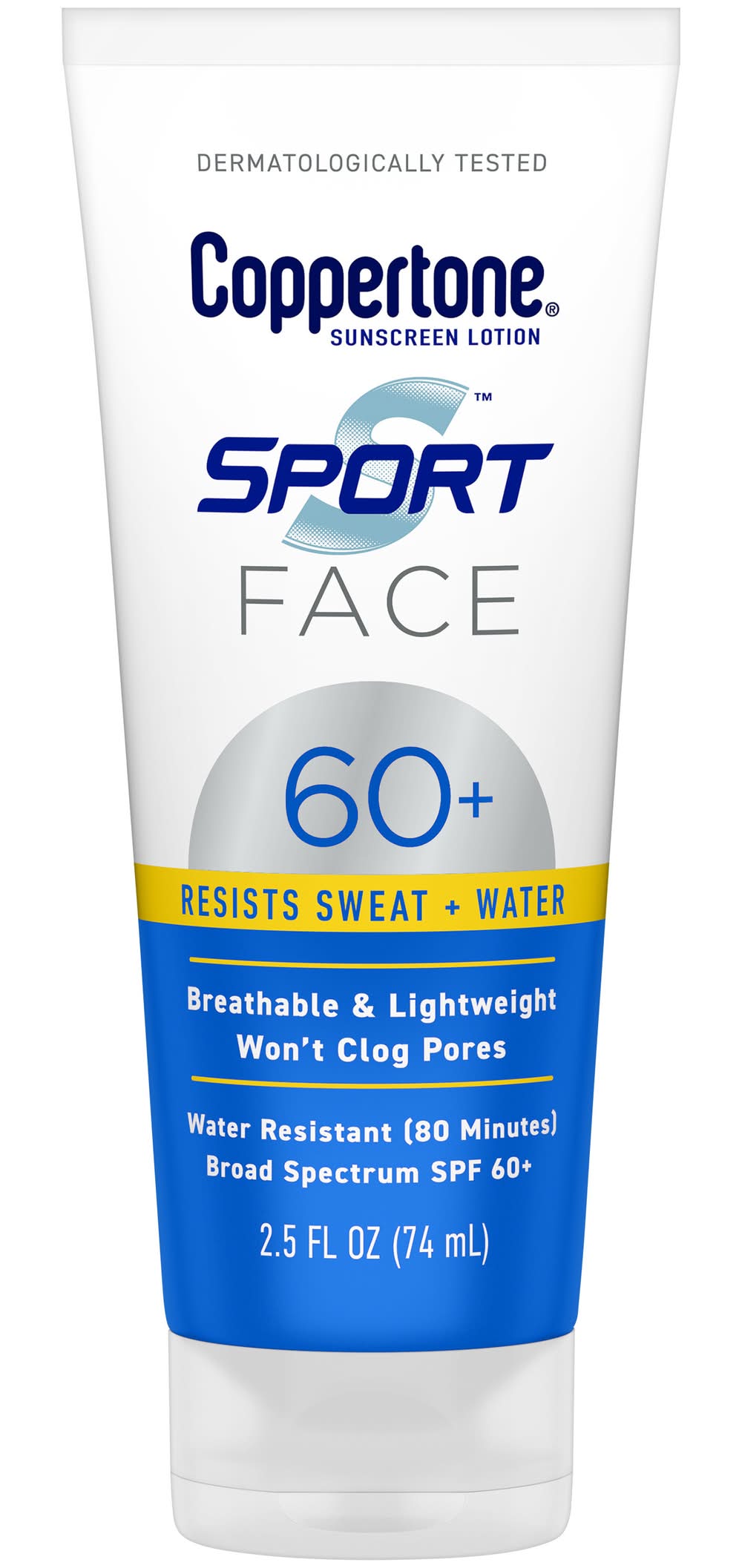 Coppertone Sport Face Sunscreen Lotion Resist Sweat Water Spf 60+ (2.5 fl oz)