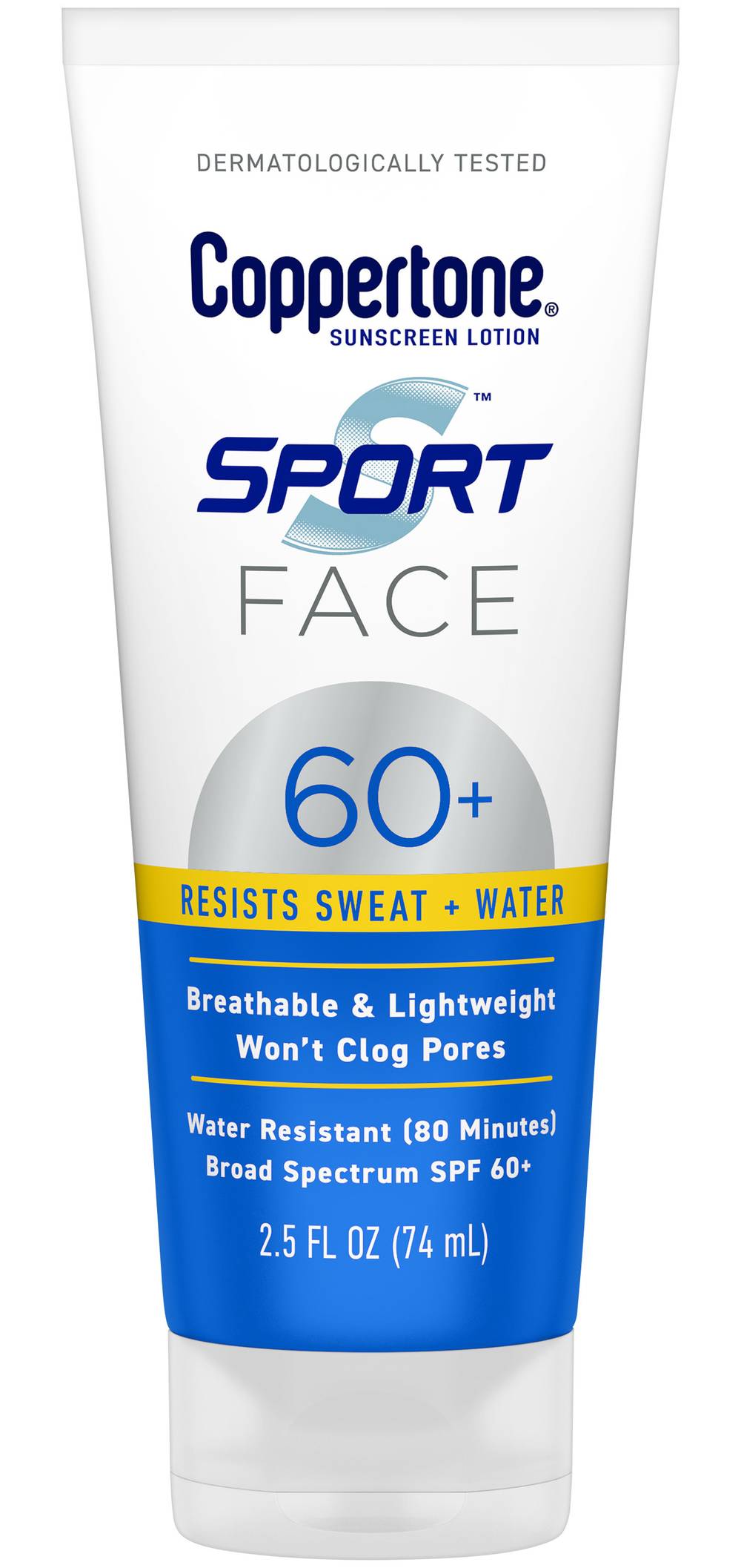 Coppertone Sport Face Sunscreen Lotion Resist Sweat Water Spf 60+ (2.5 fl oz)