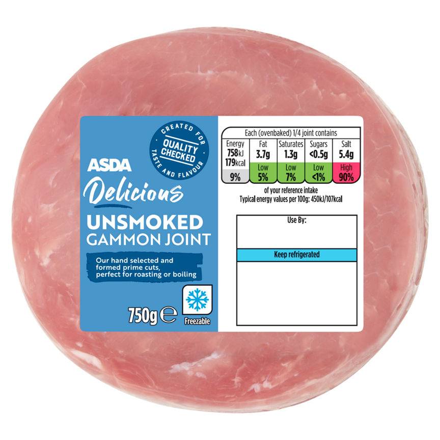 Asda Unsmoked Gammon Joint 750G