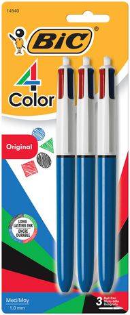 BiC 4-Colour Ballpoint Pens (3 ct)