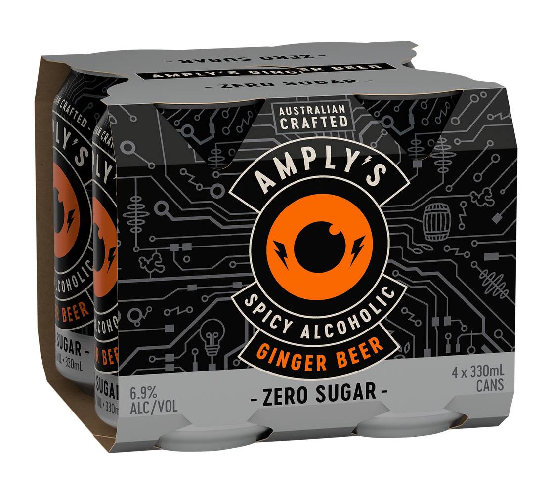 Amplys Zero Sugar Ginger Beer Cans 4x330ml