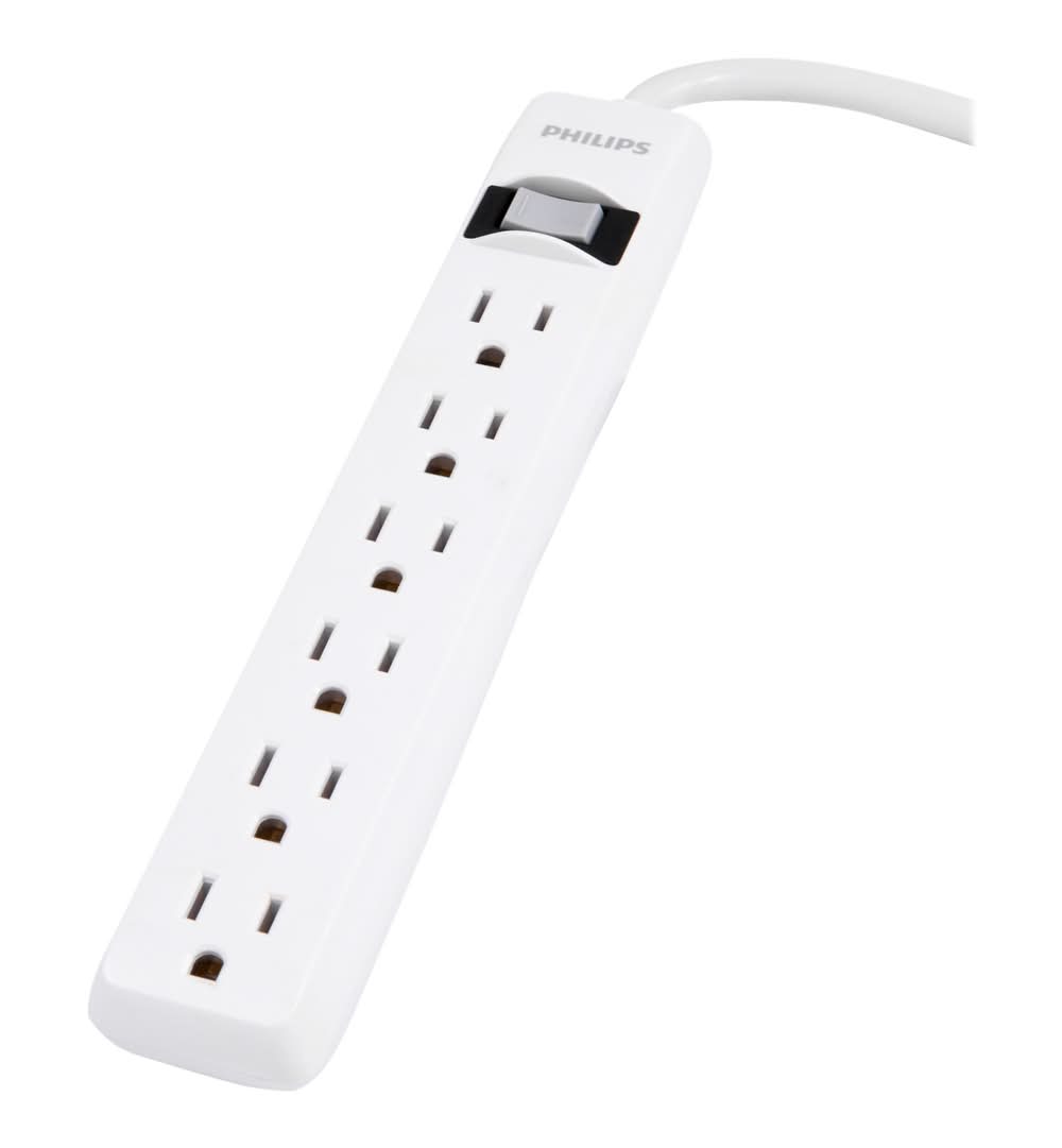 Philips 6-Outlet Surge Protector, White