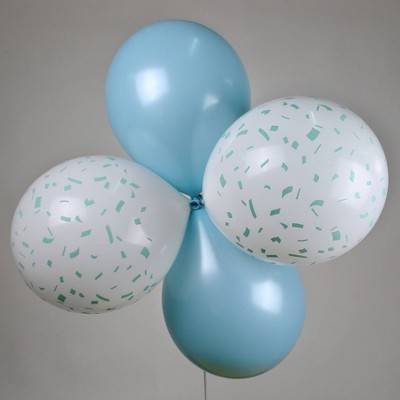 Spritz Printed Balloon pack, Aqua Blue-White (12 ct)