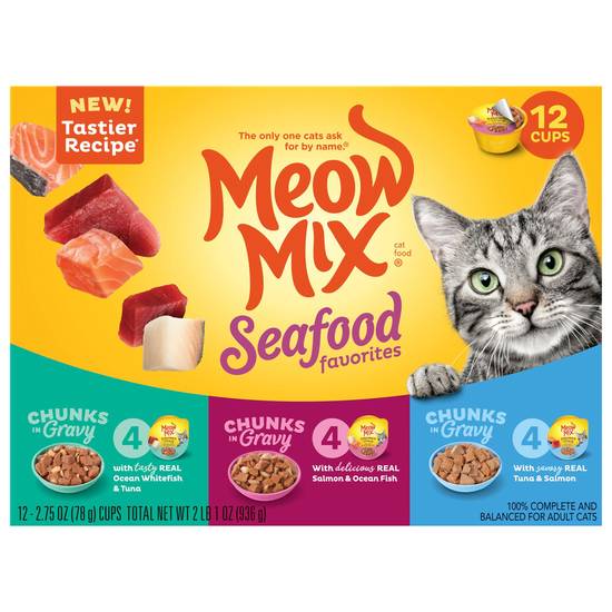 Meow Mix Cat Food Seafood Variety pack (12 x 2.8 oz)