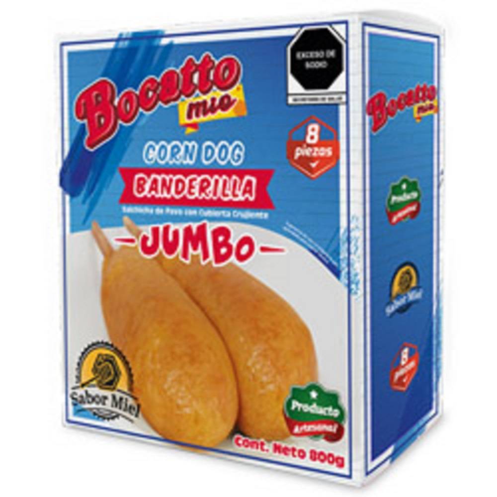 Bocatto mio banderilla corn dog jumbo (caja 8 piezas)