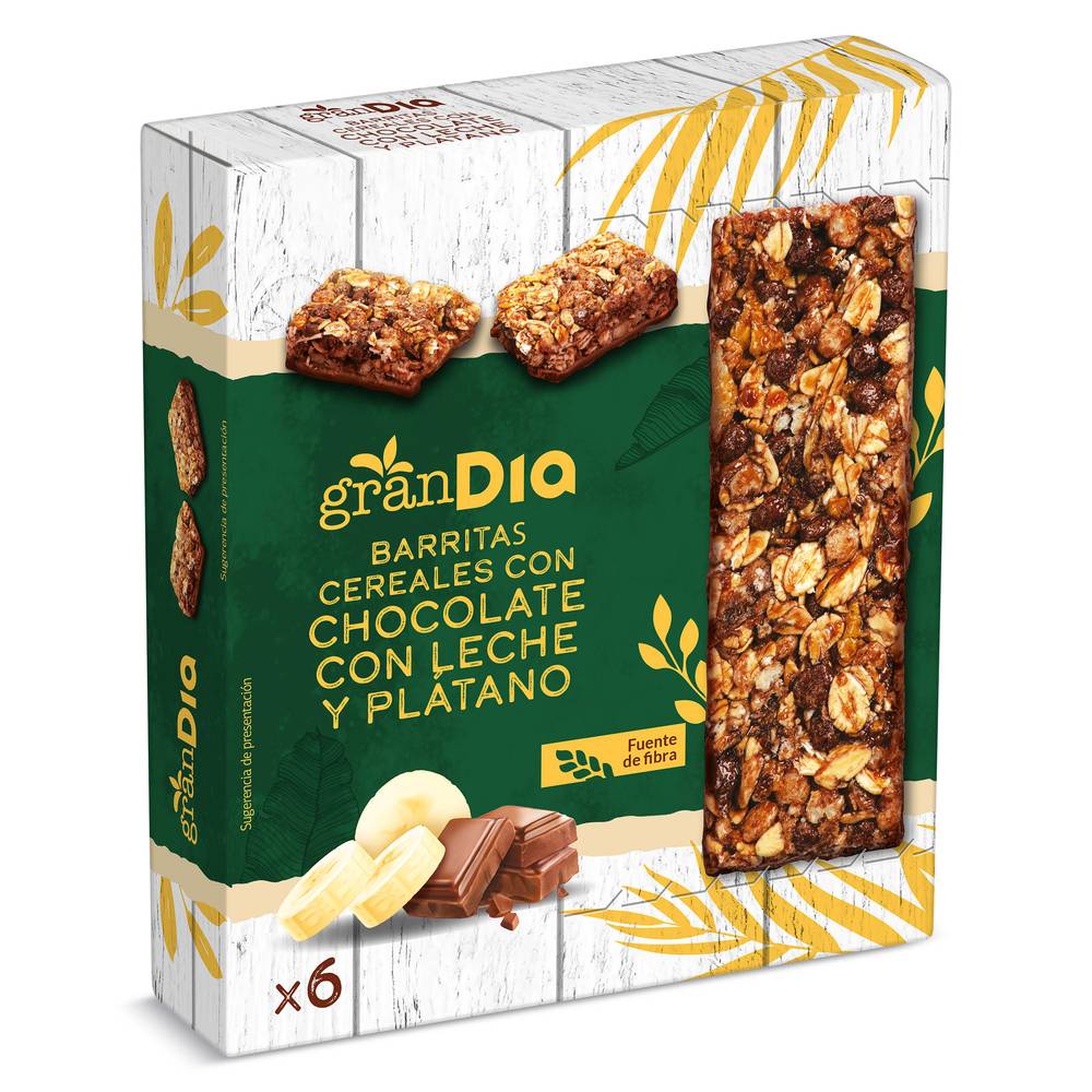 Barritas De Cereales Plátano Y Chocolate Con Leche Gran Dia Caja 150 G