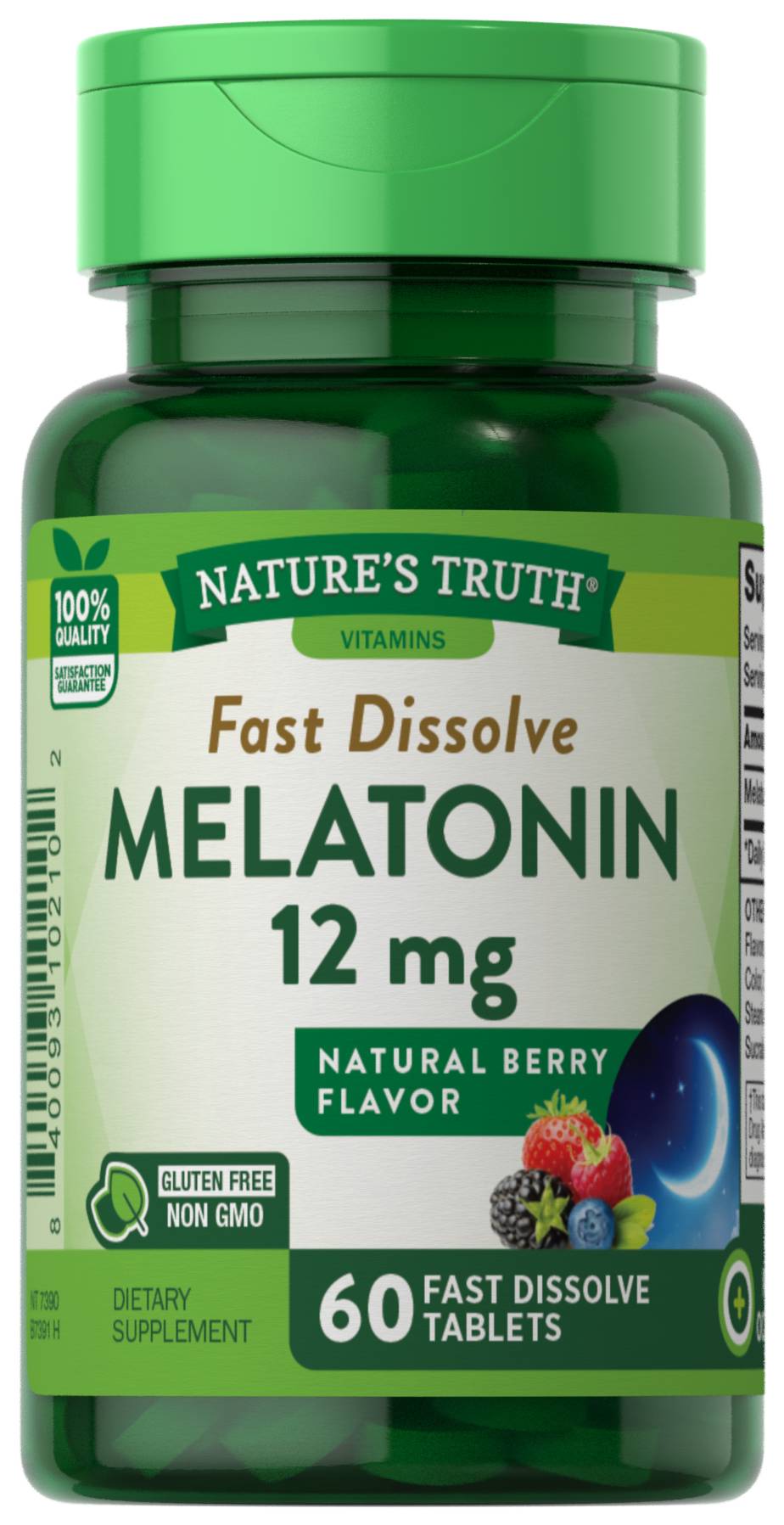 Nature's Truth 12 Mg Melatonin Fast Dissolve Tablets, Natural Berry (1.7 lbs, 60 ct)