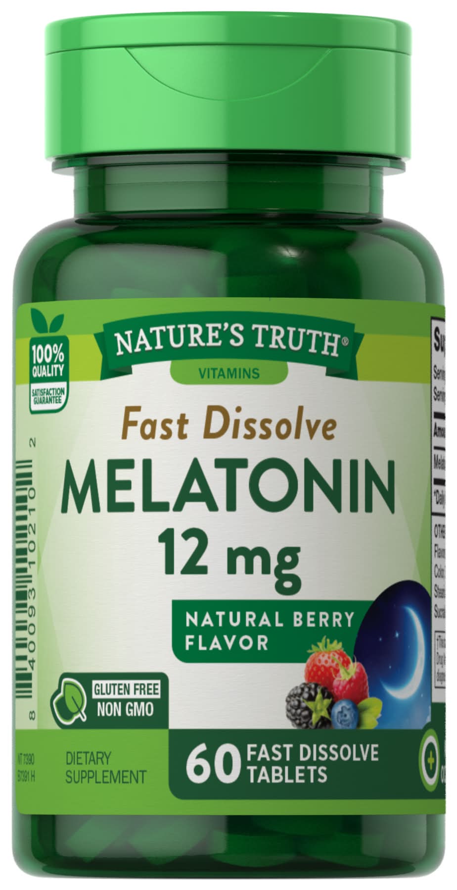 Nature's Truth Melatonin Fast Dissolve Tablets 12 mg, Natural Berry (60 ct)