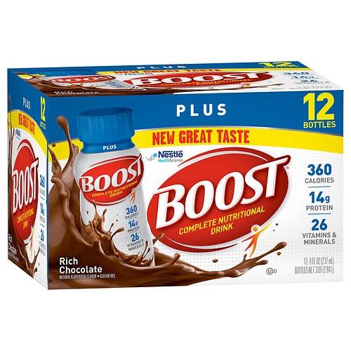 Boost Plus Complete Nutritional Drink Rich Chocolate - 8.0 fl oz x 12 pack