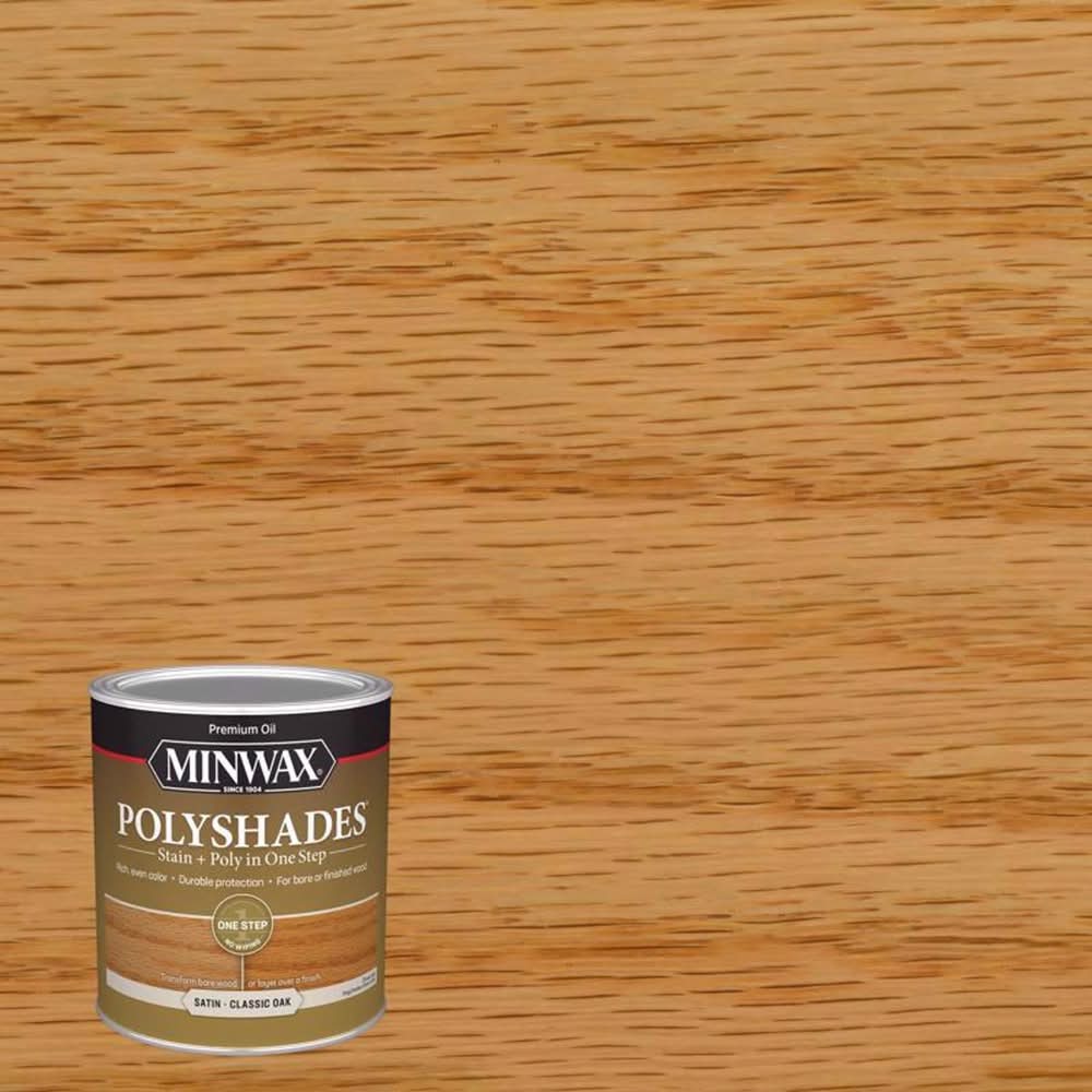 Minwax Polyshades Semi-Transparent Satin Classic Oak Oil-Based Stain/Polyurethane Finish 1 Qt
