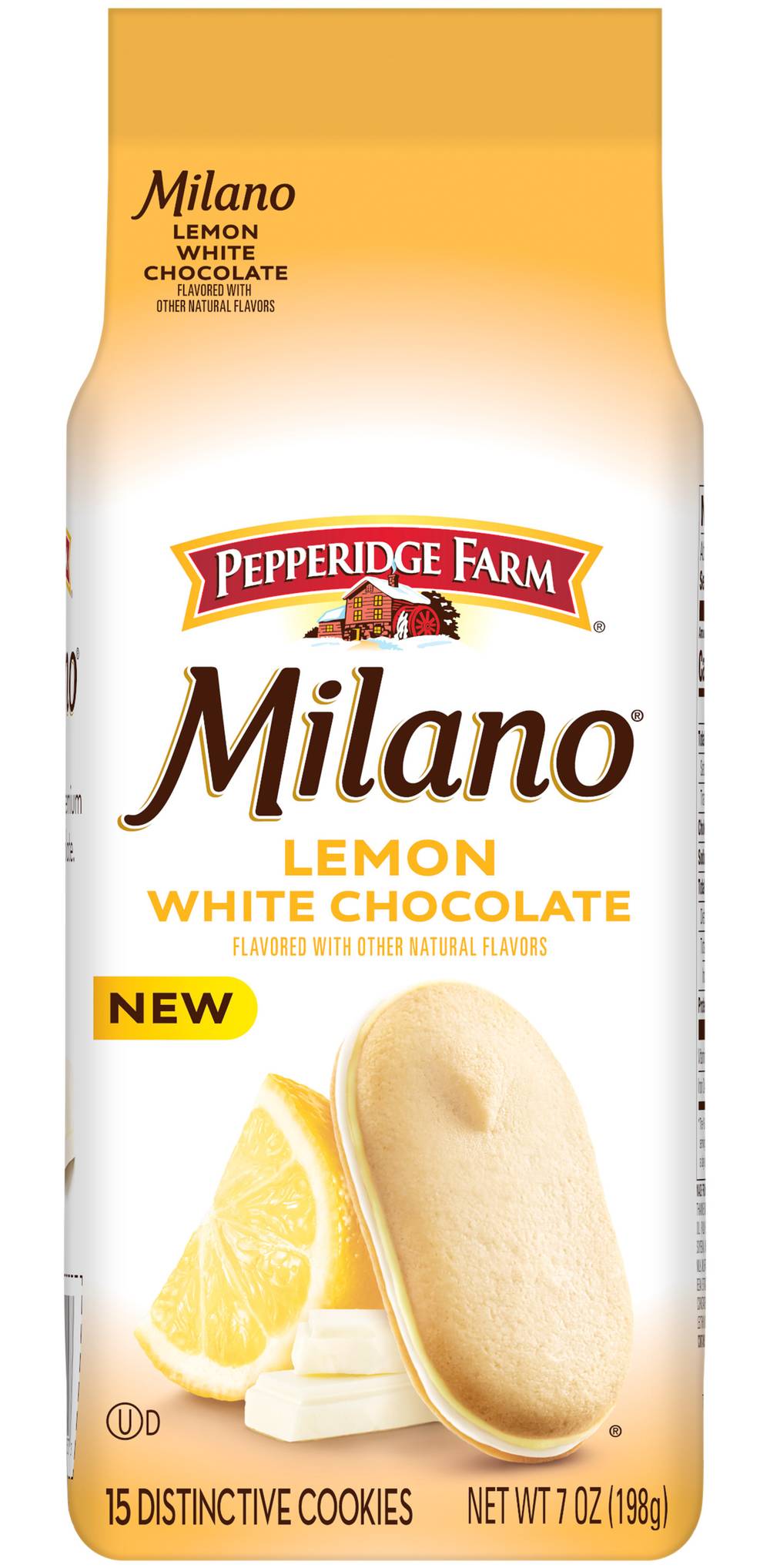 Pepperidge Farm Milano Distinctive Cookies, 𝗹𝗲𝗺𝗼𝗻 - 𝗪𝗵𝗶𝘁𝗲 𝗰𝗵𝗼𝗰𝗼𝗹𝗮𝘁𝗲 (7 oz, 15 ct)