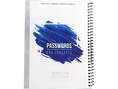 RE-FOCUS THE CREATIVE OFFICE 7.6 x 10 Left-Handed Password Book, Blue (10008)