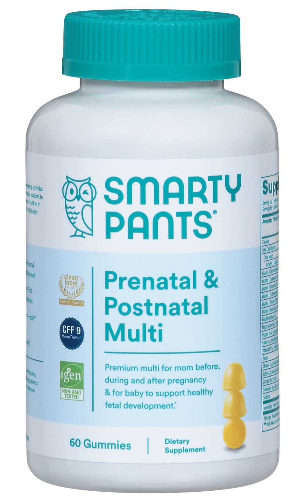 SmartyPants Premium Prenatal & Postnatal Multivitamin Gummies, Lemon (60 ct)