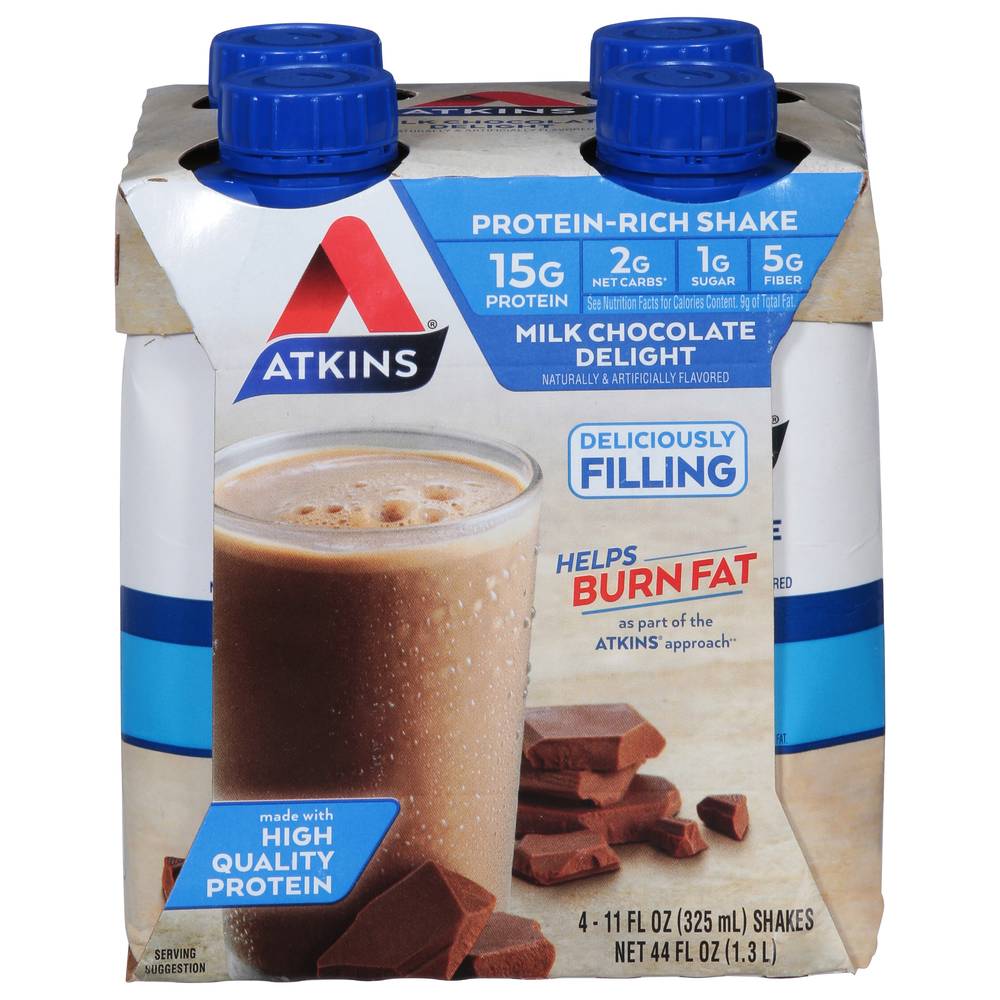 Atkins Milk Chocolate Delight Protein-Rich (4 x 11 fl oz)