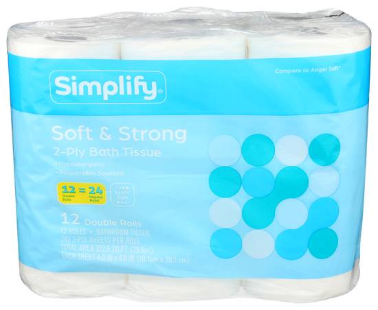 Simplify Soft & Strong Bathroom Tissue - 12 Double Rolls