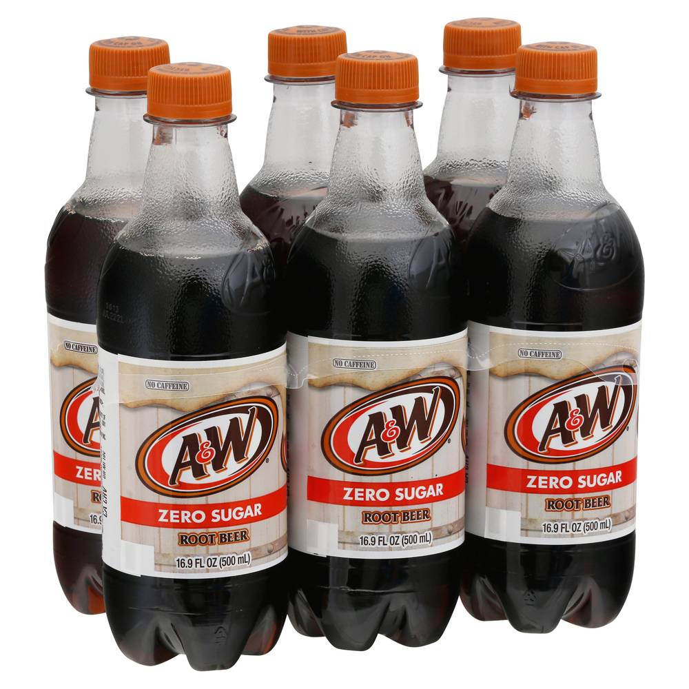 A & W Zero Sugar Root Beer (6 x 16.9 fl oz)