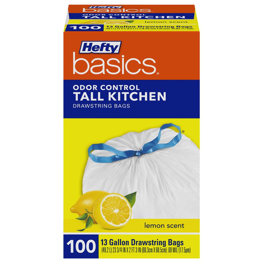 Hefty Basics Tall Kitchen Lemon Scent Drawstring Bags