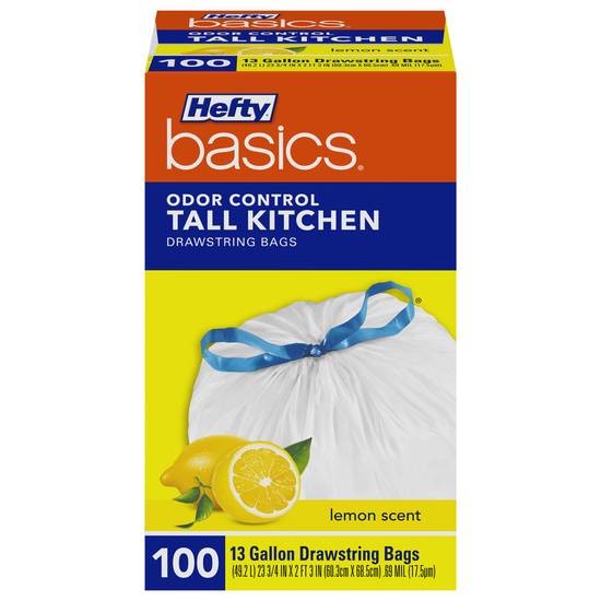 Hefty Basics Tall Kitchen Lemon Scent Drawstring Bags (100 ct)