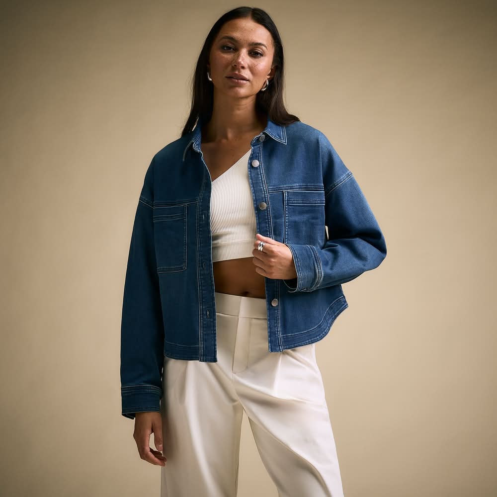Calia Women's Terry Jean Jacket (Dark Indigo, L)