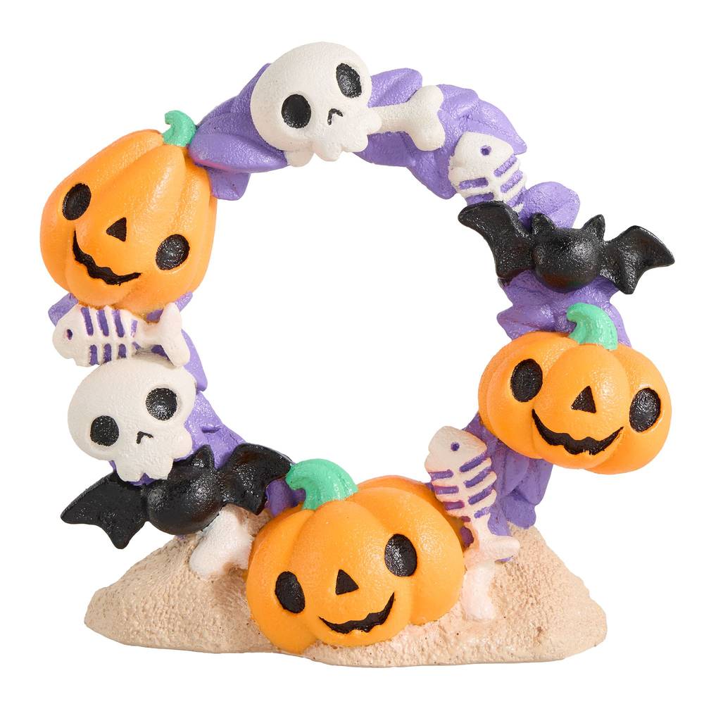 Thrills & Chills Pumpkin & Skull Wreath Aquarium Ornament