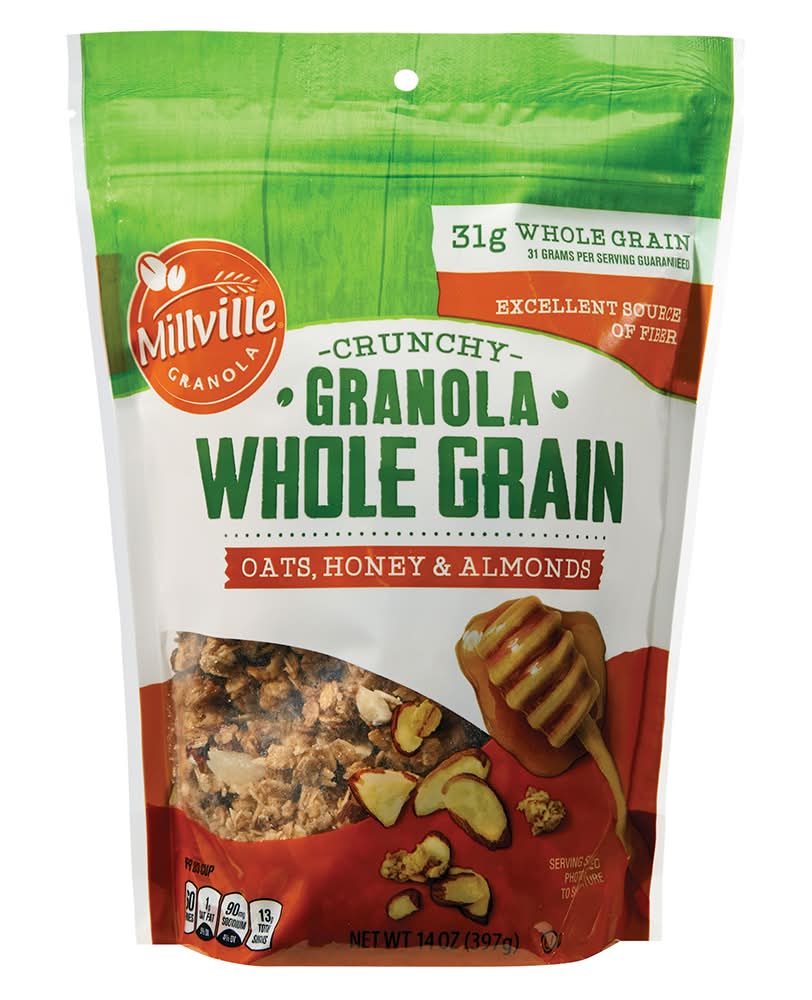 Millville Crunchy Whole Grain Granola, Oats Honey & Almonds (14 oz)