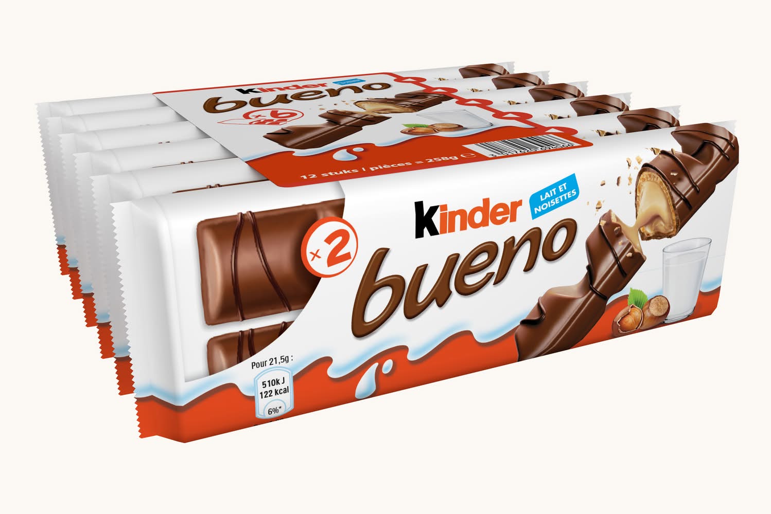 Kinder Bueno - Barres chocolatées, lait-noisettes (6 x 2)