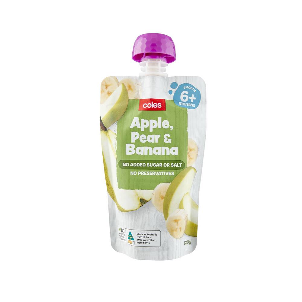 Coles Apple Pear and Banana 6+ Months 120g