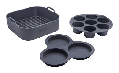 Gourmia Reusable Silicone Air Fryer Accessory Set, Black (3 ct)