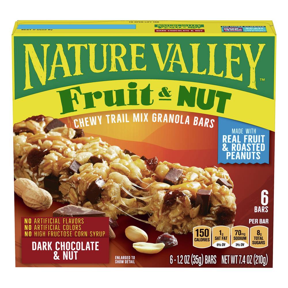 Nature Valley Fruit & Nut Real Fruit and Roasted Peanuts Chewy Trail Mix Dark Chocolate Granola Bars (6 ct)