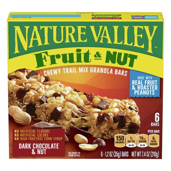 Nature Valley Fruit & Nut Real Fruit and Roasted Peanuts Chewy Trail Mix Dark Chocolate Granola Bars (6 ct)