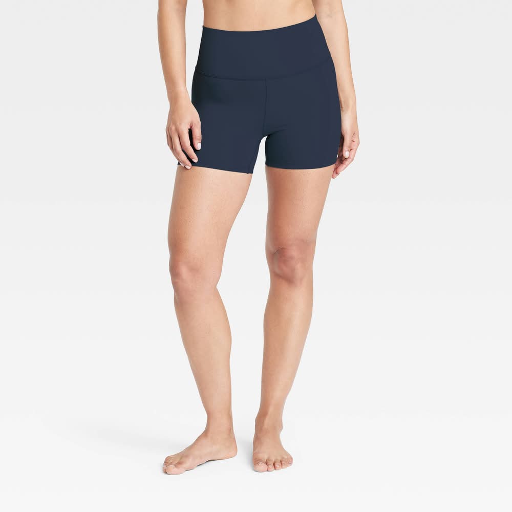 All In Motion Everyday Soft Ultra High-Rise 4" Bike Shorts, Women, M, Navy Blue