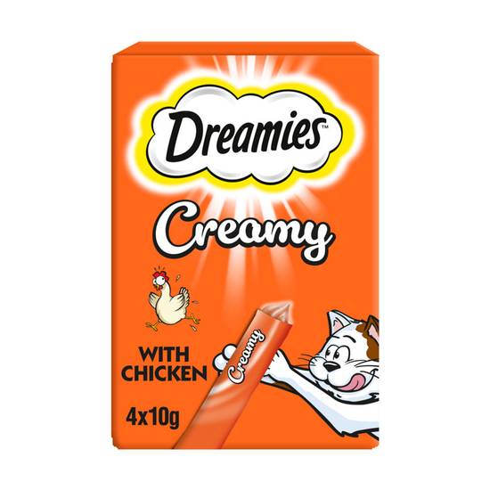 Dreamies Creamy Adult Cat & Kitten Treats with Tasty Chicken 4 x 10g