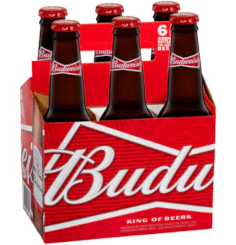 Budweiser Lager Beer Bottle (6 Pack)