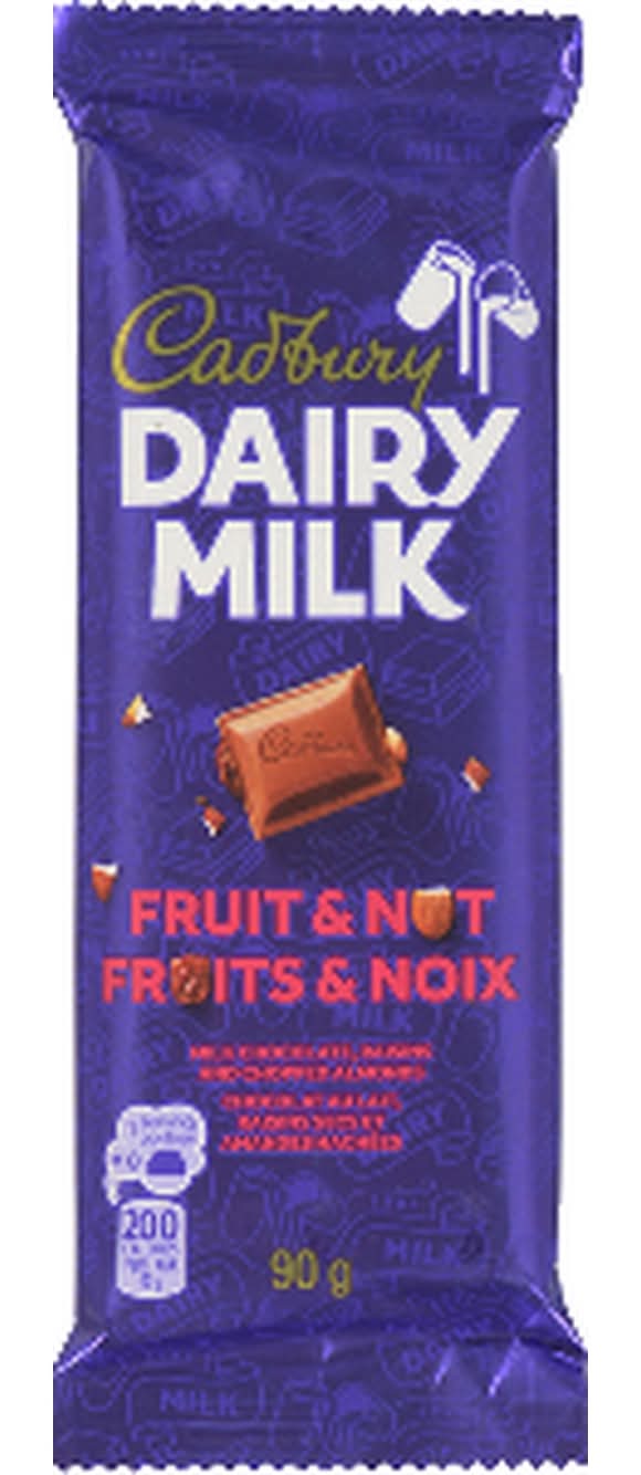 Cadbury Dairy Milk Chocolate Bar, Fruit & Nut (90 g)