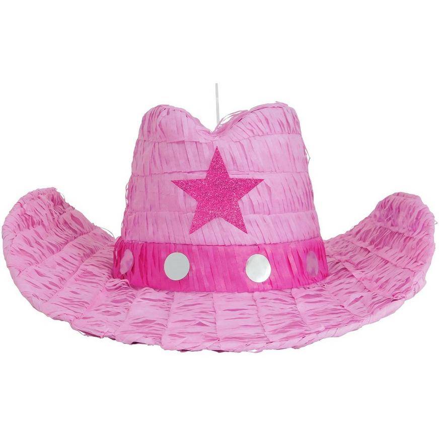 Pink Cowboy Hat Pinata, 16in x 7.5in