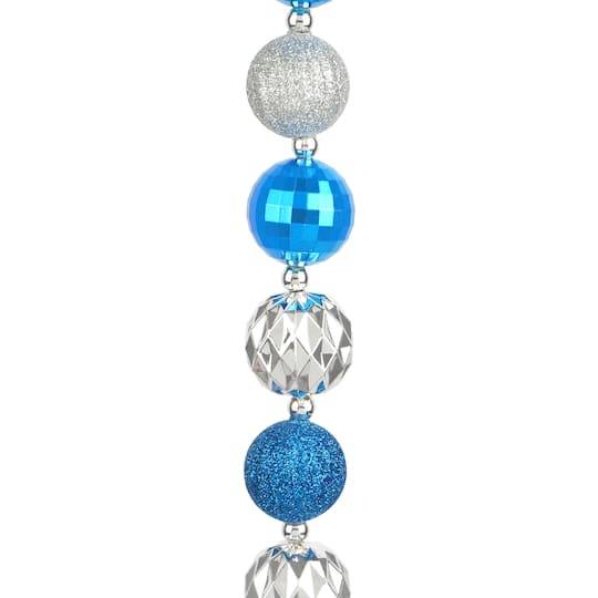 Ashland Silver Hanukkah Ball Ornament Garland, 1.8 m, Blue & Silver