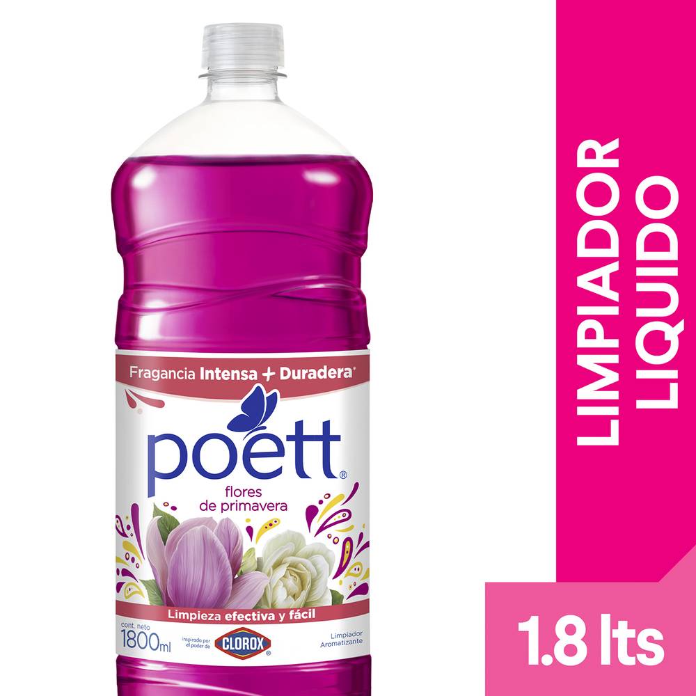 Poett limpiador líquido desinfectante flores de primavera (botella 1.8 l)