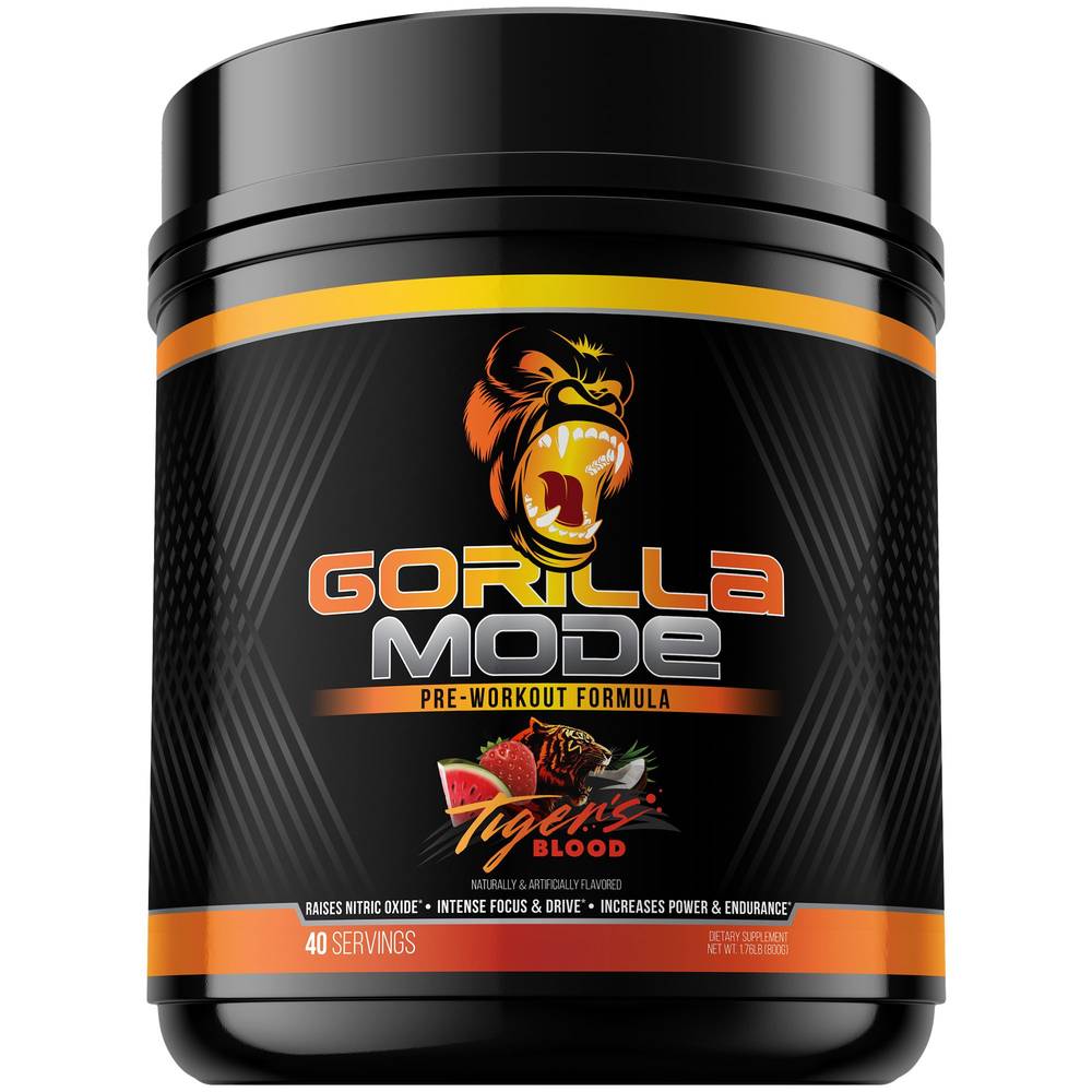 Gorilla Mind Pre Workout - Massive Pumps Laser Focus Energy Power Formula (1.76 lb) (tigers blood)