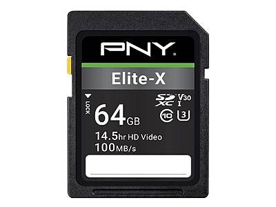 Pny Class 10 Uhs-I V30 Elite-X 64gb Sdxc Memory Card