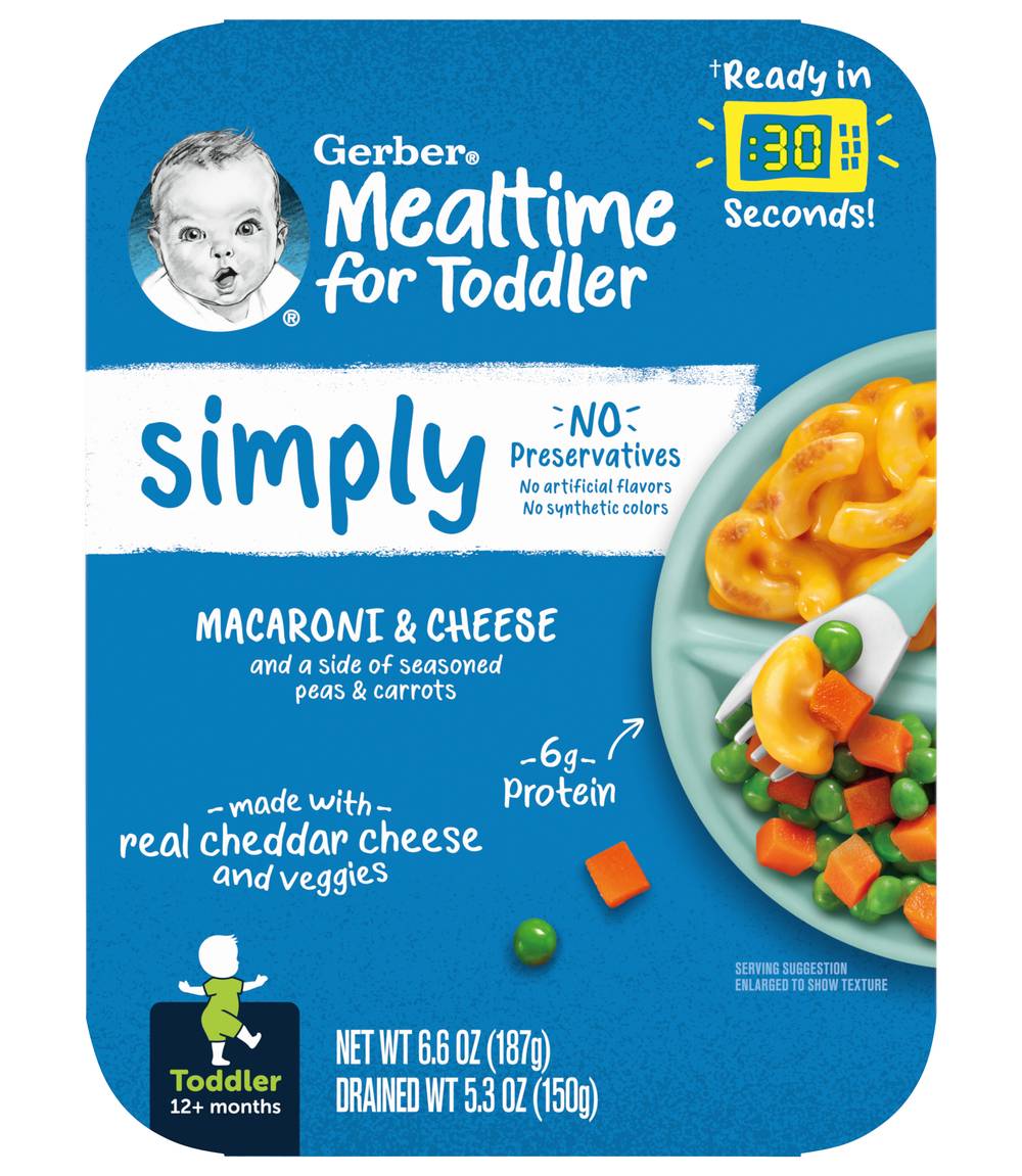 Gerber Macaroni & Cheese With Seasoned Peas & Carrot 12+ Months Toddler (6.6 oz)