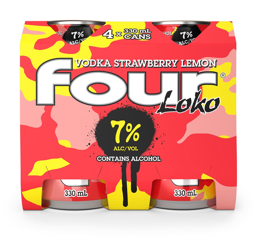 Four Loko Vodka Strawberry Lemon Can 330mL x Pack 4