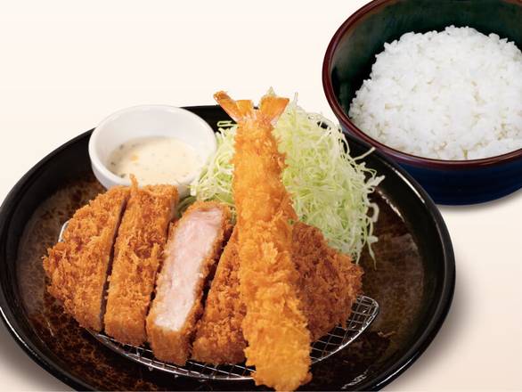 厚切りロースかつ＆海老フライ（1尾）定食