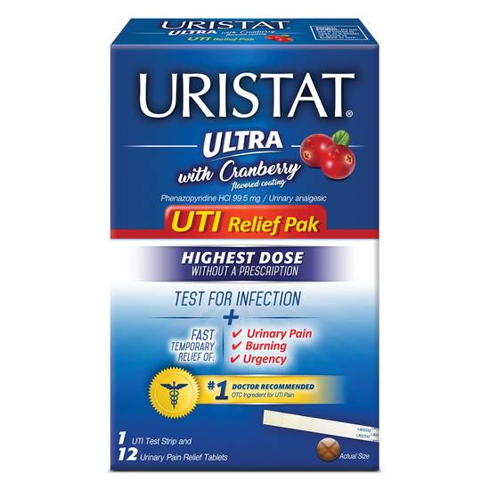 URISTAT UTI Relief Pak, Test For Infection + Pain Relief, 1 Strip, 12 CT