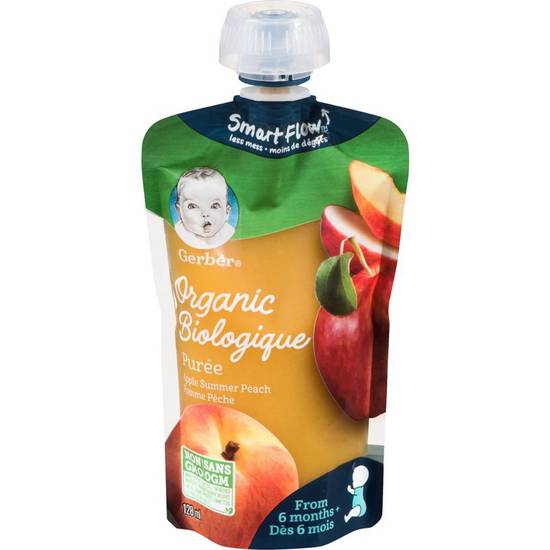 Gerber Organic Purée Apple Summer Peach (128 ml)